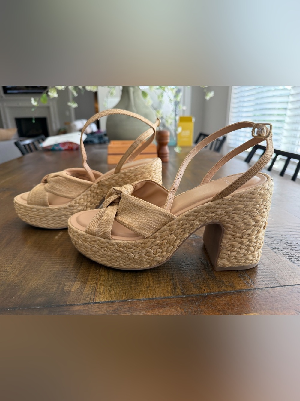NWT Platform Rafia Heeled Sandals